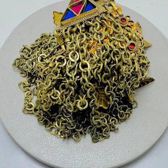 Multi Strands Bib Necklace, Gypsy Silver Kuchi Bohi Bib Necklace - Picture 11 of 12